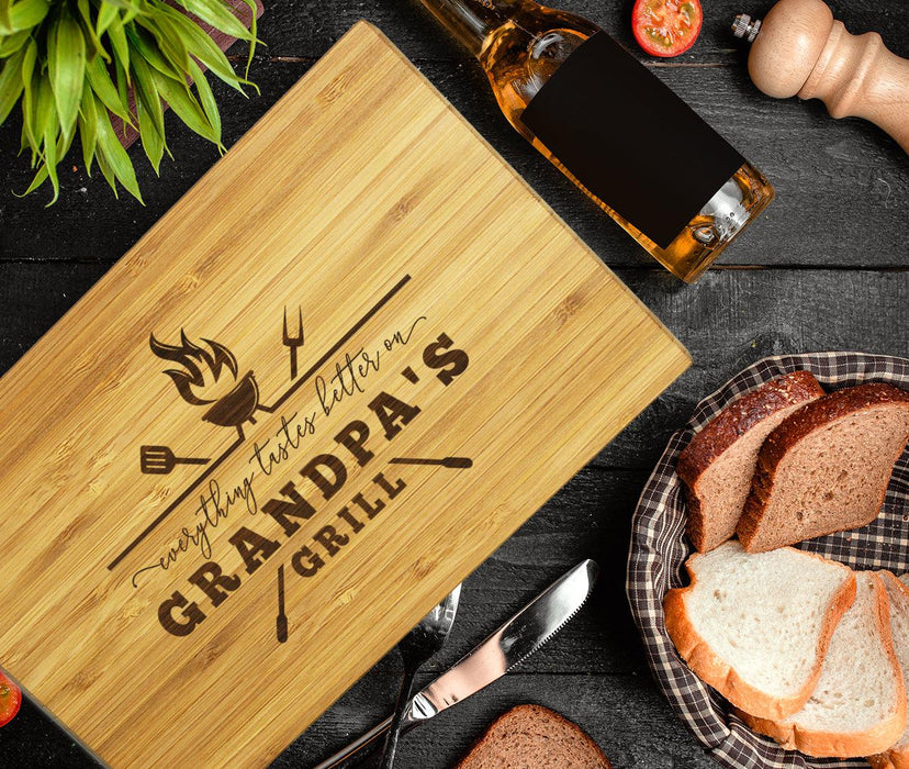 Large Father’s Day Cutting Board Gift, Set of 1-Set of 1-Andaz Press-Everything Tastes Better On Grandpa's Grill-