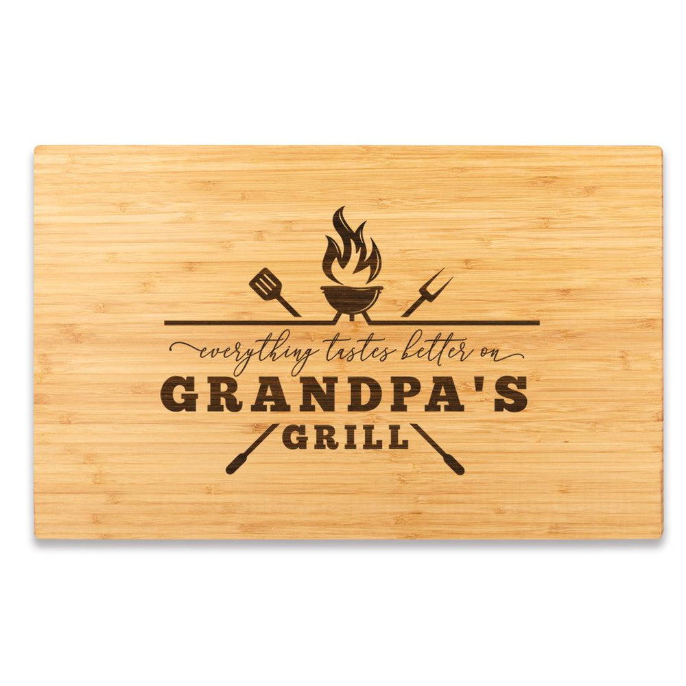 Large Father’s Day Cutting Board Gift, Set of 1-Set of 1-Andaz Press-Everything Tastes Better On Grandpa's Grill-