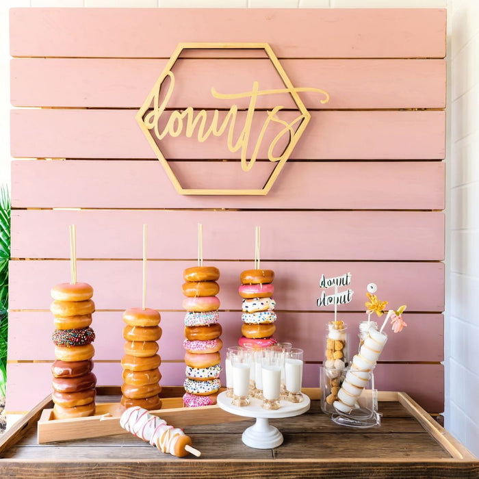 Large Laser Cut Donut Hexagon Wood Bar Sign-Koyal Wholesale-