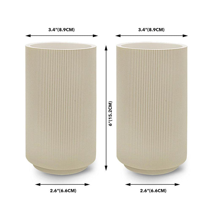 Large Ribbed Cylinder Vases, Set of 4-Set of 4-Koyal Wholesale-Desert Tan-
