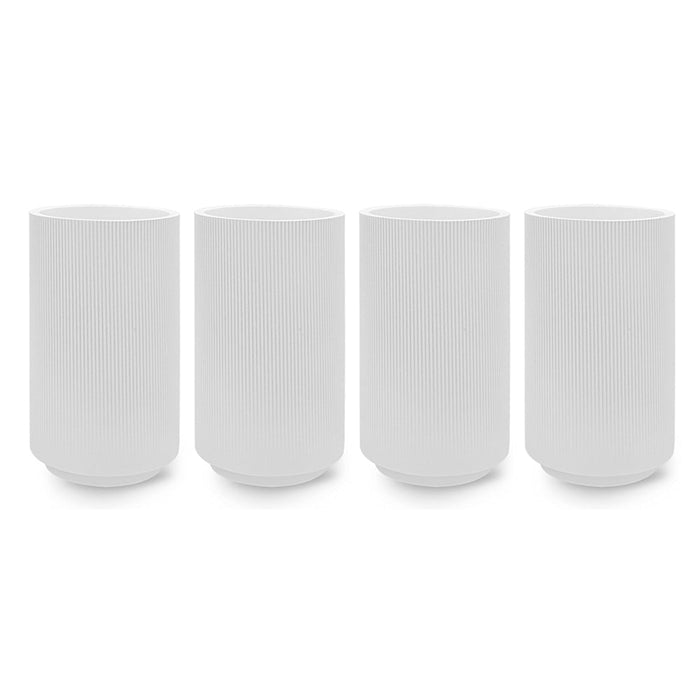 Large Ribbed Cylinder Vases, Set of 4-Set of 4-Koyal Wholesale-White-