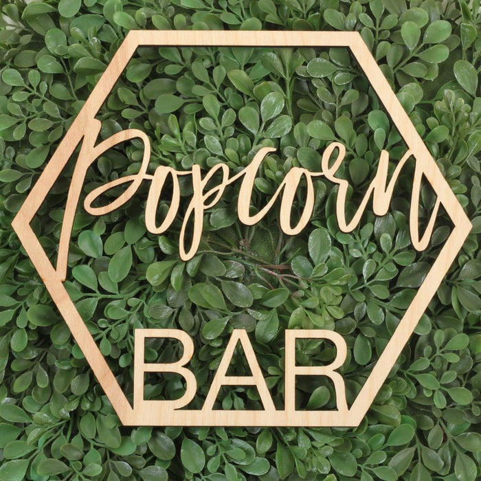 Laser Cut Wood Popcorn Bar Sign-Set of 1-Koyal Wholesale-