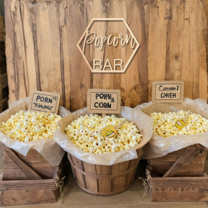 Laser Cut Wood Popcorn Bar Sign-Set of 1-Koyal Wholesale-