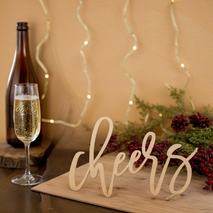Laser Cut Wood Scripted Cheers Bar Sign-Set of 1-Koyal Wholesale-