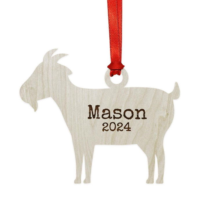 Laser Engraved Wooden Custom Goat Scream Ornament for Christmas Tree Decor-Set of 1-Andaz Press-Laser Engraved Goat-
