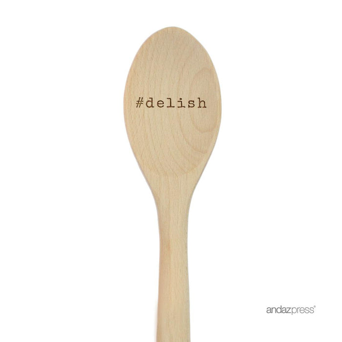 Laser Engraved Wooden Mixing Spoon-Set of 1-Andaz Press-Delish-