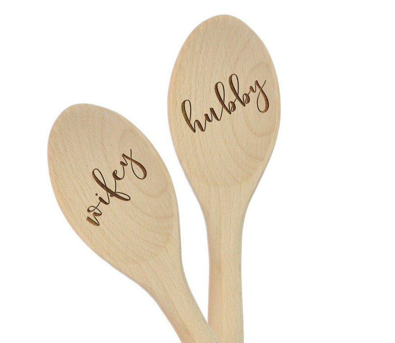 Laser Engraved Wooden Mixing Spoon-Set of 1-Andaz Press-Hubby Wifey-