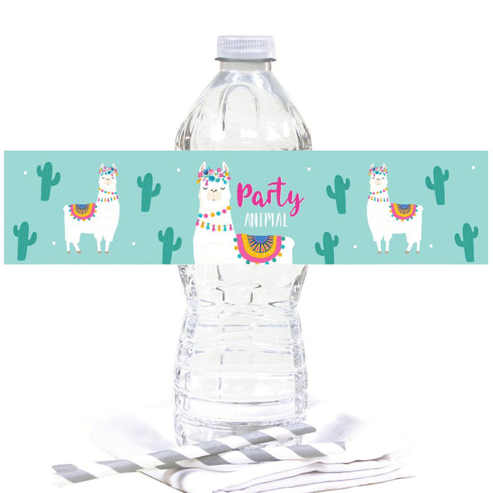 Llama and Cactus Baby Shower Party Water Bottle Labels-Set of 20-Andaz Press-Llama-