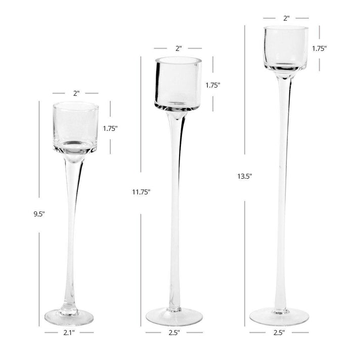 Long Stemmed Tealight Candle Holder Set-Koyal Wholesale-Set of 1 (3PC)-