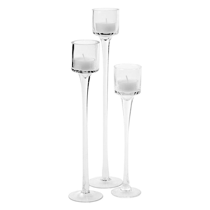 Long Stemmed Tealight Candle Holder Set-Koyal Wholesale-Set of 1 (3PC)-