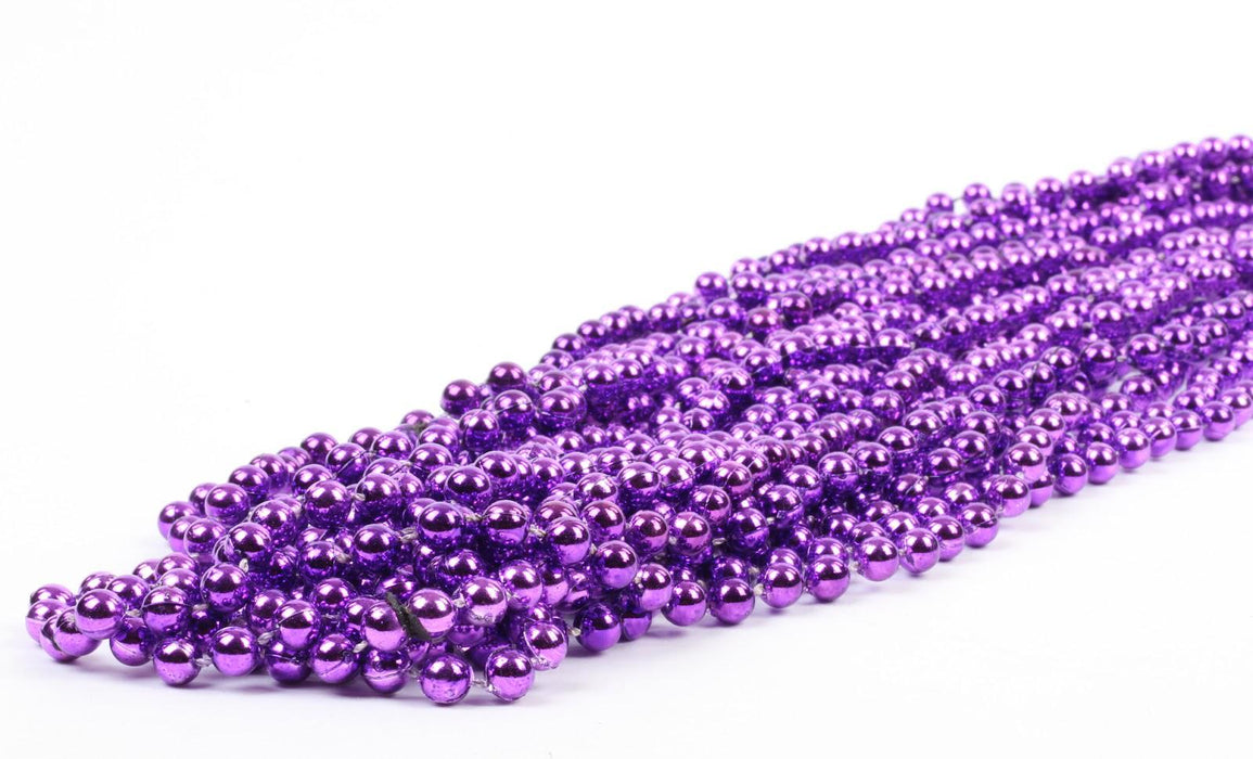 Mardi Gras Plastic Bead Necklaces for Birthday Favors and Table Centerpiece Decorations-Set of 24-Andaz Press-Purple-
