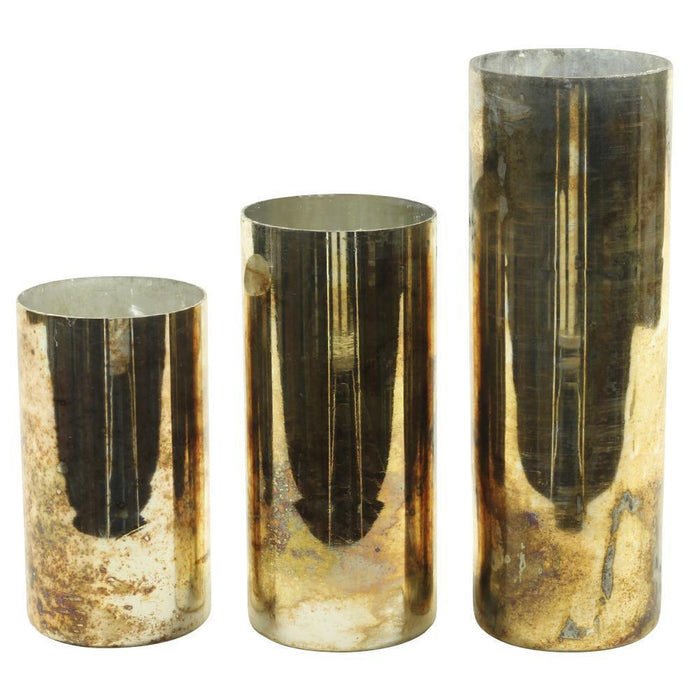 Mercury Glass Cylinder Vases Set-Set of 3-Koyal Wholesale-Silver-