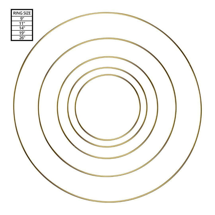 Metal Hoop Wreath Rings-Set of 5-Koyal Wholesale-Gold-