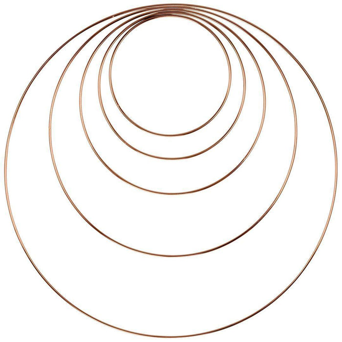 Metal Hoop Wreath Rings-Set of 5-Koyal Wholesale-Rose Gold-