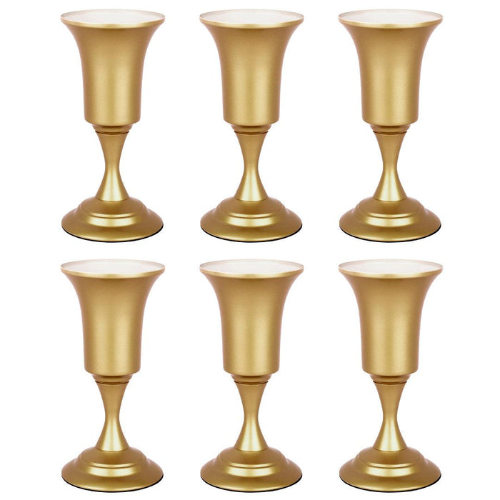 Metal Pedestal Compote Trumpet Vase for Centerpieces-Koyal Wholesale-Set of 6-Matte Gold-