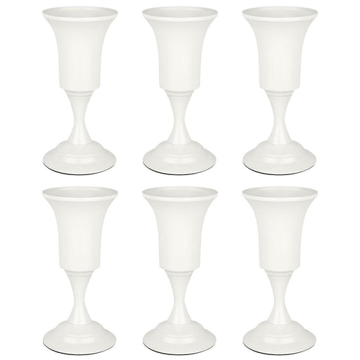 Metal Pedestal Compote Trumpet Vase for Centerpieces-Koyal Wholesale-Set of 6-Matte White-