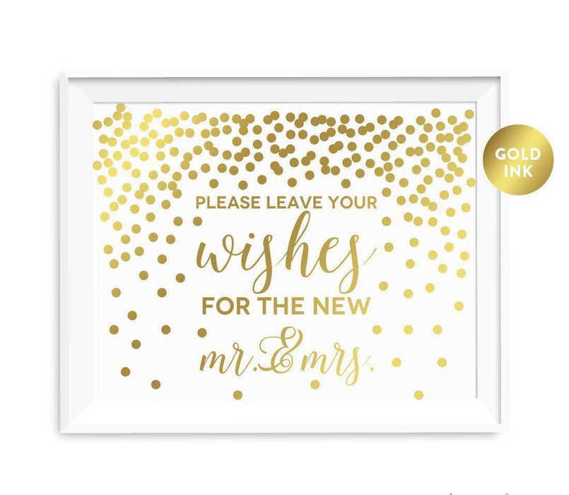 Metallic Gold Confetti Polka Dots Wedding Party Signs-Set of 1-Andaz Press-Mr. & Mrs.-