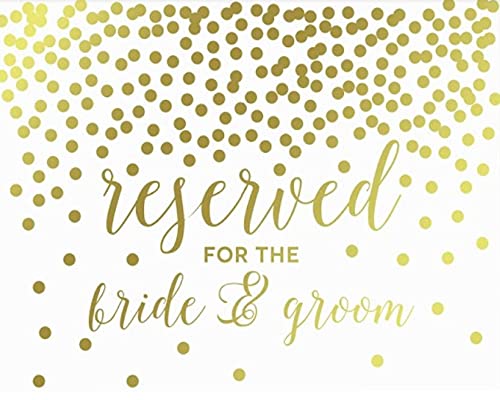 Metallic Gold Confetti Polka Dots Wedding Party Signs-Set of 1-Andaz Press-Mr. & Mrs.-