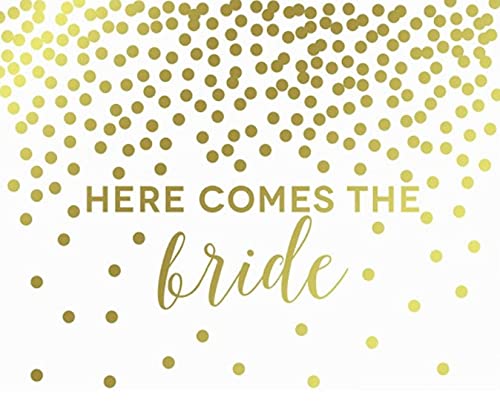 Metallic Gold Confetti Polka Dots Wedding Party Signs-Set of 1-Andaz Press-Mr. & Mrs.-