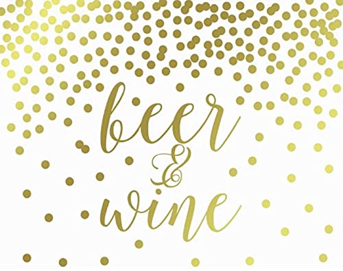 Metallic Gold Confetti Polka Dots Wedding Party Signs-Set of 1-Andaz Press-Beer & Wine Bar-
