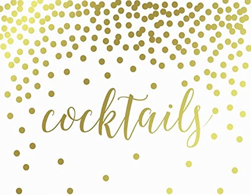 Metallic Gold Confetti Polka Dots Wedding Party Signs-Set of 1-Andaz Press-Cocktails Reception-