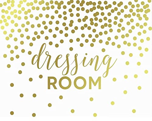 Metallic Gold Confetti Polka Dots Wedding Party Signs-Set of 1-Andaz Press-Dressing Room-