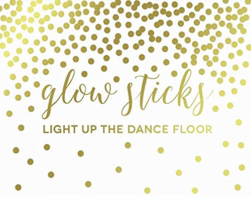 Metallic Gold Confetti Polka Dots Wedding Party Signs-Set of 1-Andaz Press-Glow Sticks Light Up the Dance Floor-