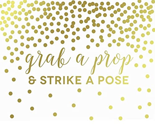 Metallic Gold Confetti Polka Dots Wedding Party Signs-Set of 1-Andaz Press-Grab a Prop & Strike a Pose Photobooth-