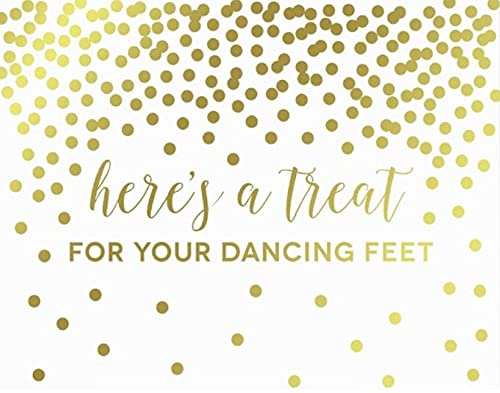 Metallic Gold Confetti Polka Dots Wedding Party Signs-Set of 1-Andaz Press-Here's a Treat for Your Dancing Feet! Flip Flop Sandals High Heels Shoes Dance Floor-