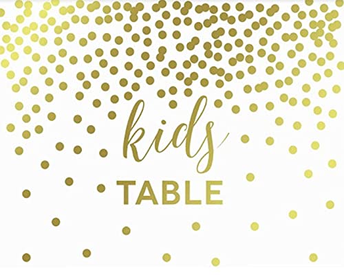 Metallic Gold Confetti Polka Dots Wedding Party Signs-Set of 1-Andaz Press-Kids Table-