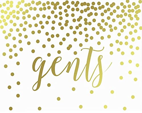 Metallic Gold Confetti Polka Dots Wedding Party Signs-Set of 1-Andaz Press-Ladies,Gents-
