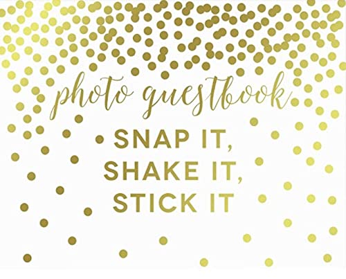Metallic Gold Confetti Polka Dots Wedding Party Signs-Set of 1-Andaz Press-Photo Guestbook, Snap It, Shake It, Sign It, Stick It, Polaroid-