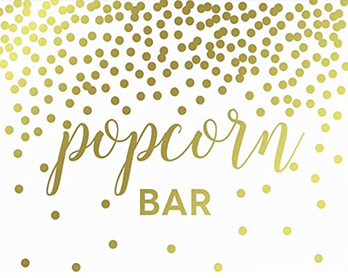 Metallic Gold Confetti Polka Dots Wedding Party Signs-Set of 1-Andaz Press-Popcorn Bar Reception-