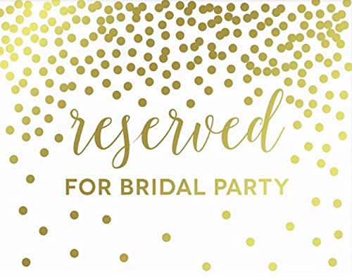 Metallic Gold Confetti Polka Dots Wedding Party Signs-Set of 1-Andaz Press-Reserved for the Bridal Party-