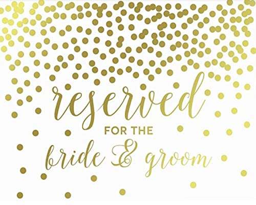Metallic Gold Confetti Polka Dots Wedding Party Signs-Set of 1-Andaz Press-Reserved for the Bride & Groom-