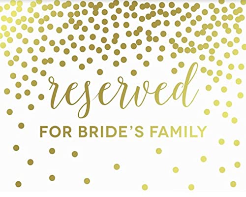 Metallic Gold Confetti Polka Dots Wedding Party Signs-Set of 1-Andaz Press-Reserved for the Bride's Family-