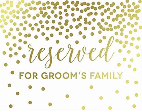 Metallic Gold Confetti Polka Dots Wedding Party Signs-Set of 1-Andaz Press-Reserved for the Groom's Family-