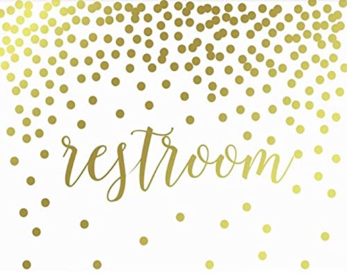 Metallic Gold Confetti Polka Dots Wedding Party Signs-Set of 1-Andaz Press-Restroom-