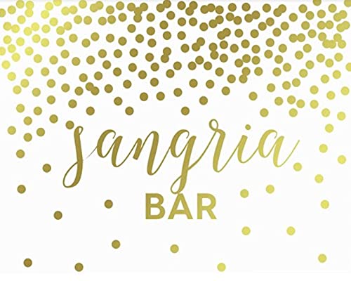 Metallic Gold Confetti Polka Dots Wedding Party Signs-Set of 1-Andaz Press-Sangria Bar-
