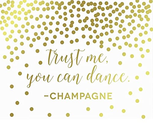Metallic Gold Confetti Polka Dots Wedding Party Signs-Set of 1-Andaz Press-Trust Me You Can Dance - Champagne-
