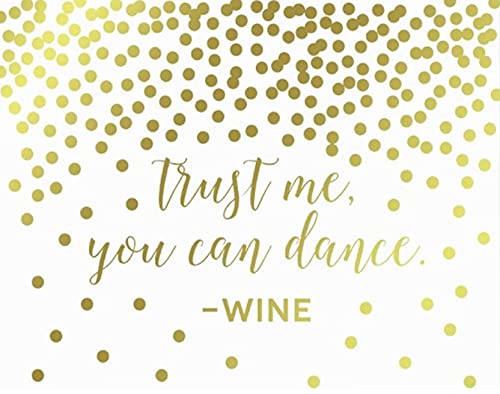 Metallic Gold Confetti Polka Dots Wedding Party Signs-Set of 1-Andaz Press-Trust Me You Can Dance - Wine-