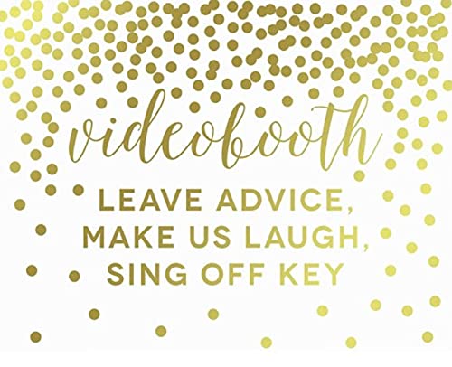 Metallic Gold Confetti Polka Dots Wedding Party Signs-Set of 1-Andaz Press-Videobooth Sign Share a Story Leave Advice Make Us Laugh Sing Off Key-