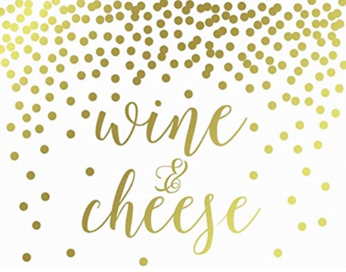 Metallic Gold Confetti Polka Dots Wedding Party Signs-Set of 1-Andaz Press-Wine and Cheese-