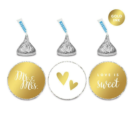 Metallic Gold Wedding Hershey's Kisses Sticker Labels-Set of 216-Andaz Press-Mr. & Mrs.-