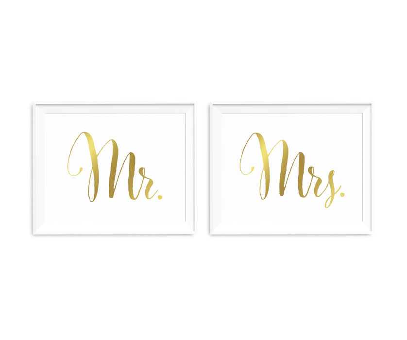 Metallic Gold Wedding Party Signs, 2-Pack-Set of 2-Andaz Press-Ladies, Gents-