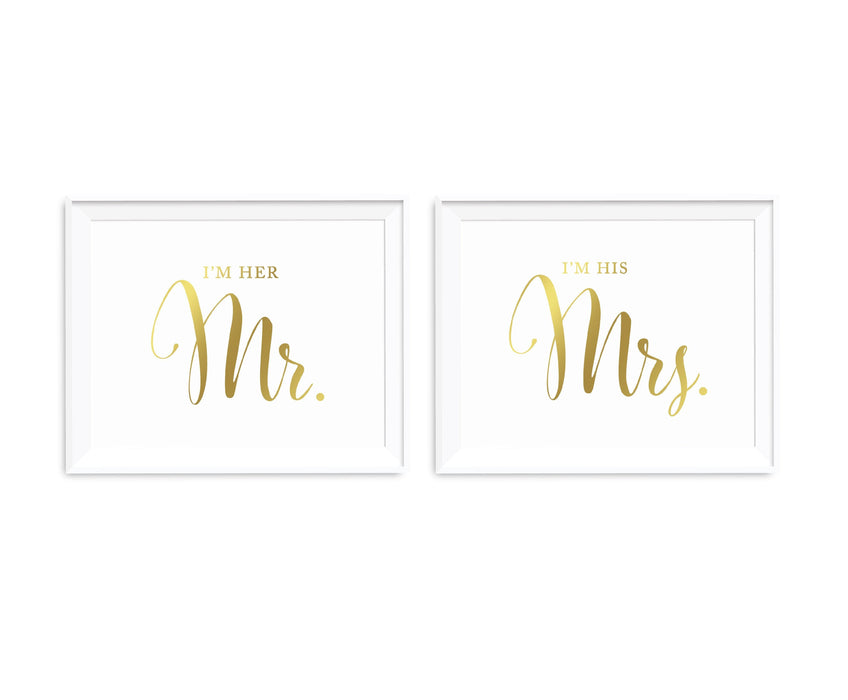 Metallic Gold Wedding Party Signs, 2-Pack-Set of 2-Andaz Press-Ladies, Gents-