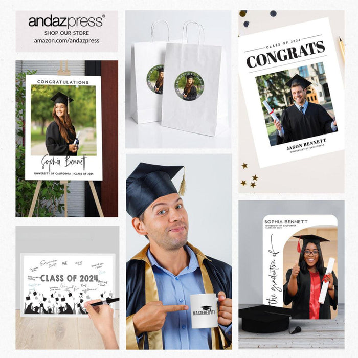 Minimal Custom Photo Graduation Card Box, Class of 20XX, Set of 1-Set of 1-Andaz Press-