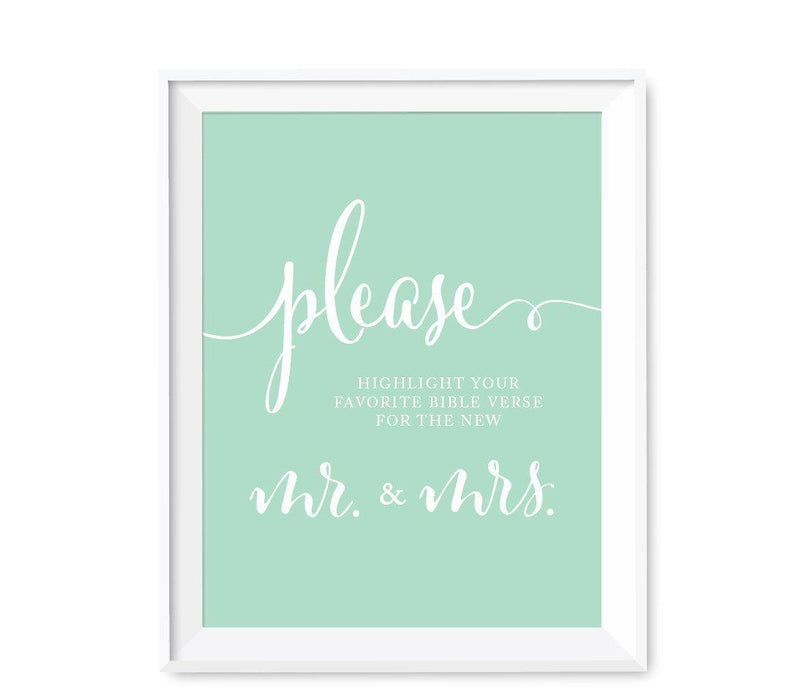 Mint Green Wedding Signs-Set of 1-Andaz Press-Mr. & Mrs.-