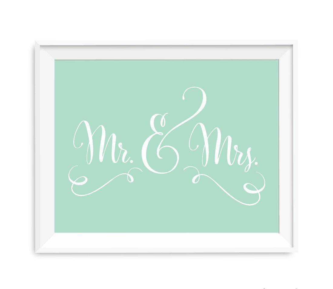 Mint Green Wedding Signs-Set of 1-Andaz Press-Mr. & Mrs.-
