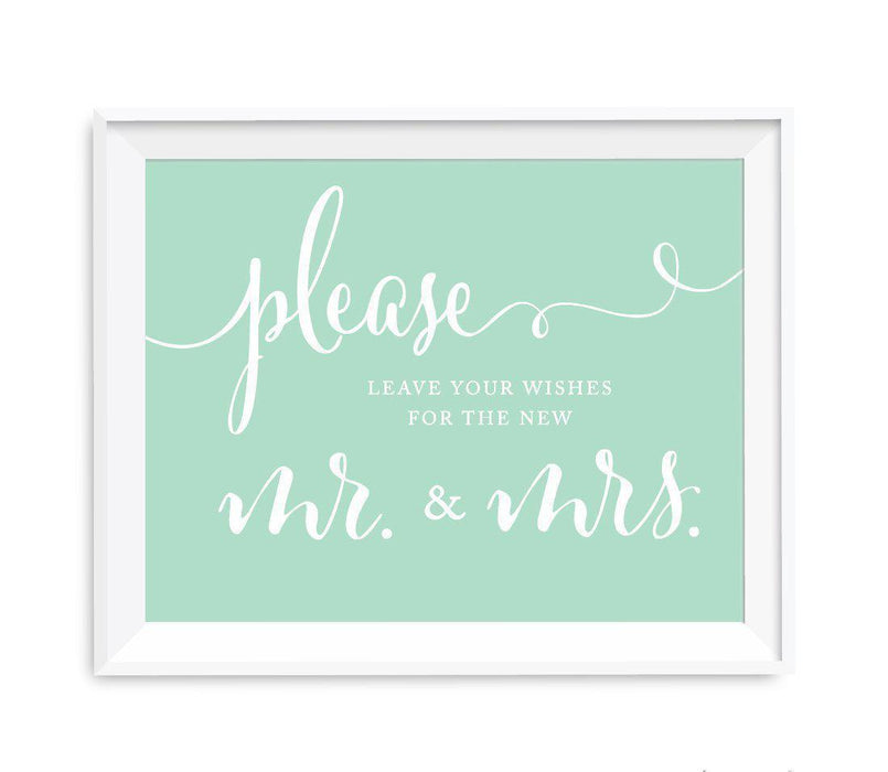 Mint Green Wedding Signs-Set of 1-Andaz Press-Please Leave Your Wishes for the New Mr. & Mrs.-
